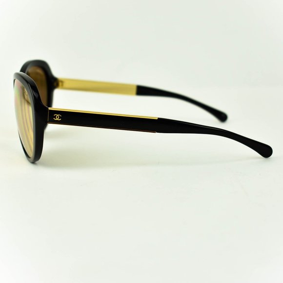 CHANEL Black/Gold CC 18k Gold Mirrored Sunglasses main image 12